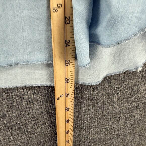 LC Lauren Conrad Blouse Top Womens XL Blue Round Neck Ruffle Cottagecore Boho - Picture 8 of 8